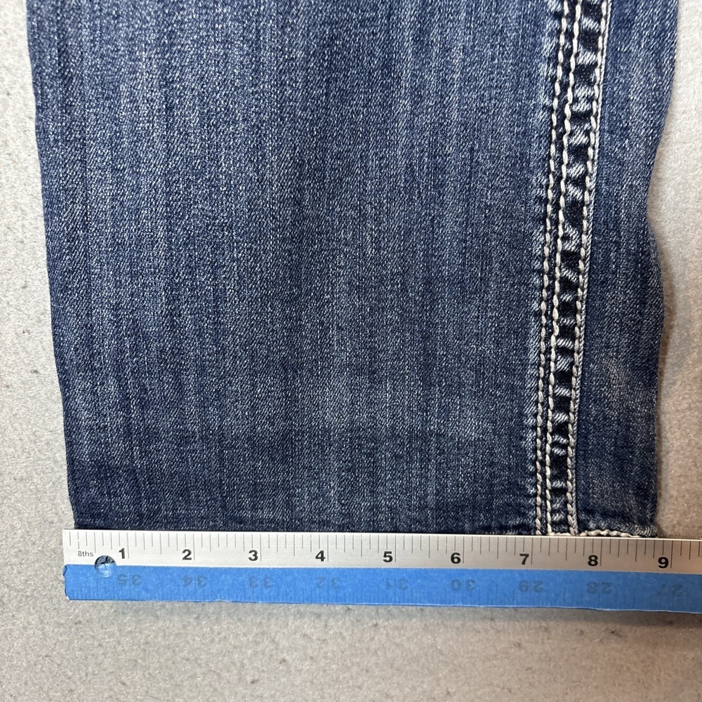 Silver Jeans Co Suki Flap 17" Denim Blue Jeans 34/33 Embroidered Sequins - Picture 9 of 12